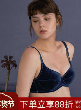 【丝绒normcore】遐大胸显小红色本命年内衣全罩杯微聚拢薄款文胸