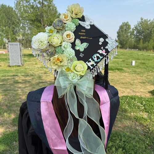 学士帽簪花帽檐花手工diy成品