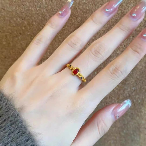 烟雨宫廷风戒指小众设计精致复古温柔碧玺彩轻奢高级感厂家直销