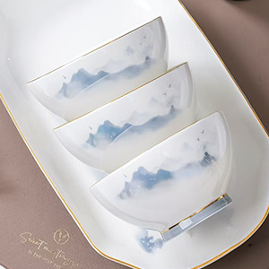 碗家用2024新款创意陶瓷碗饭碗锦绣山河餐具碗盘子碗金边碗碟套装