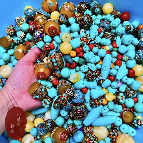 松石蜜蜡配饰微瑕特价处理成包走 金刚星月菩提108佛珠配饰散珠