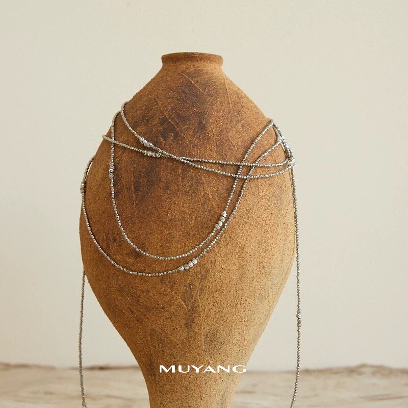 满钻球水晶多层串珠项链女高级感小众叠戴挂脖长链秋冬毛衣链颈链