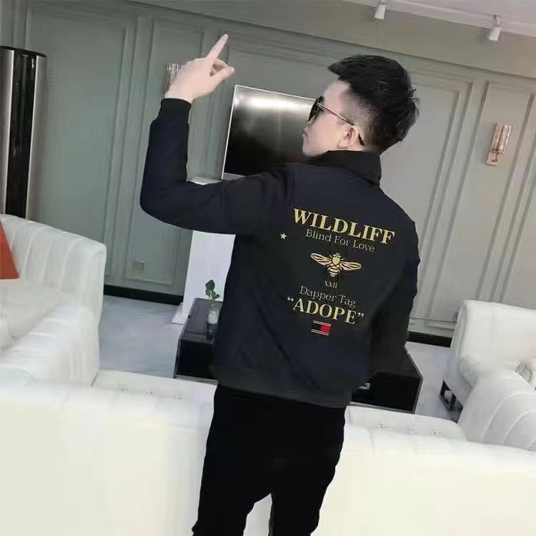 立领小蜜蜂棉服男2022新款潮棉衣