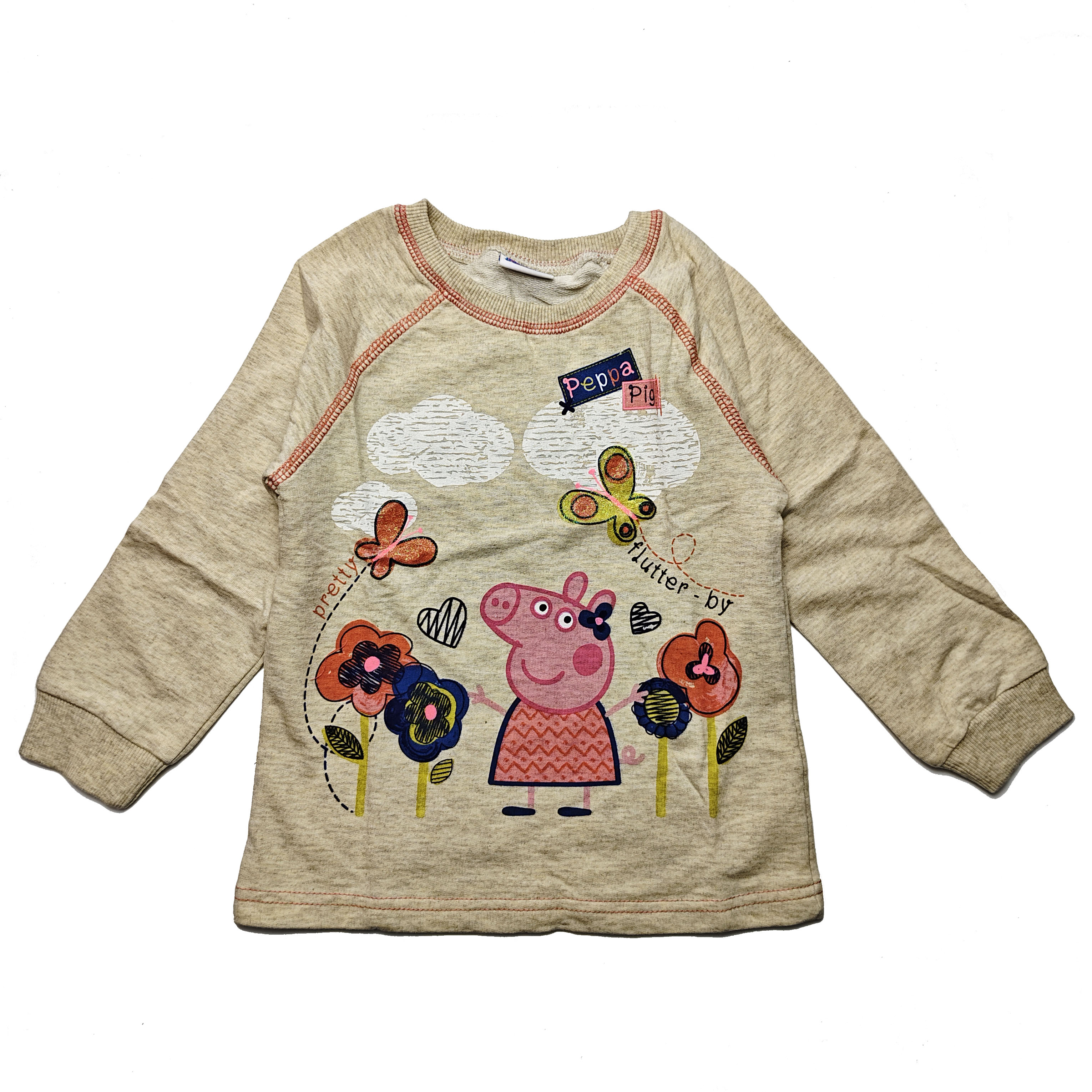 乐天BABY*外贸peppa pig 1-6岁女童米黄猪全棉毛圈长袖T恤上衣