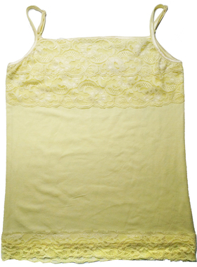 乐天BABY*外贸女装 M码160女士黄色蕾丝全棉吊带背心