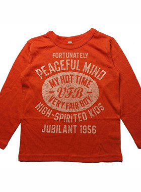 乐天BABY*日单 3-10岁男童橙色全棉长袖T恤