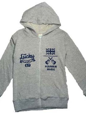 乐天BABY*SKIPLAND 2-3岁男童灰色春夏全棉薄毛圈拉链衫外套