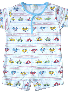 乐天BABY*minitrilu*0-6个月白色汽车全棉短袖平脚哈衣爬衣71476