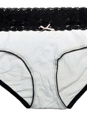 外贸primark*S-M码女士黑白蕾丝低腰全棉三角内裤短裤
