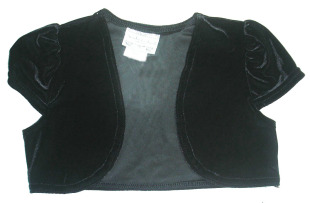 乐天BABY*4-7岁女童夏季黑色丝绒短袖披肩开衫短外套