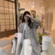 新款 高端款 婴驼绒2024韩版 双面羊毛手缝大衣加厚灰色毛呢外套百搭