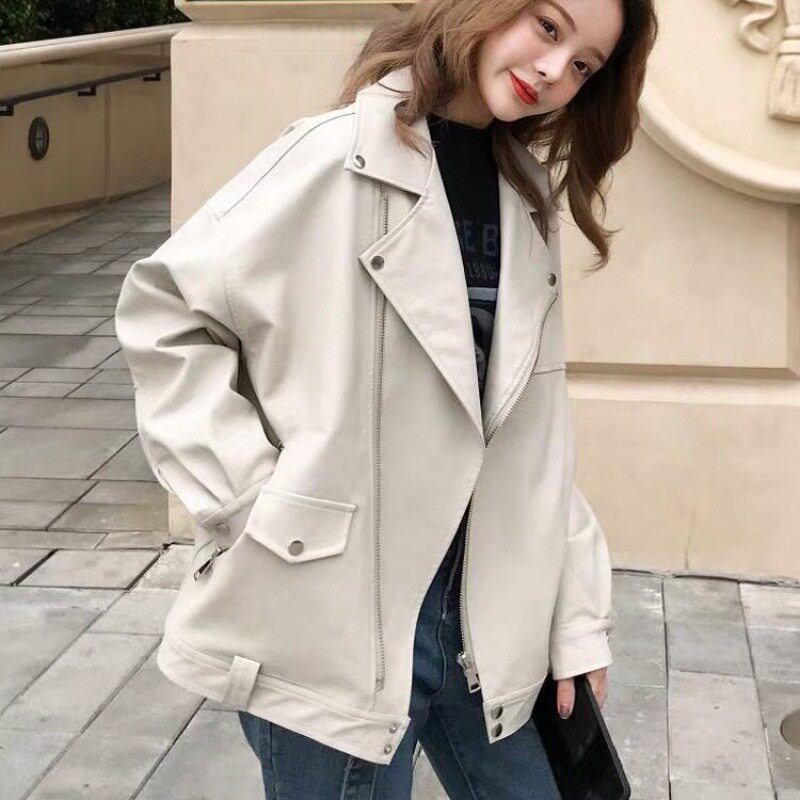 加厚机车皮衣女2025秋冬新款韩版BF宽松PU衣夹克学院风短外套