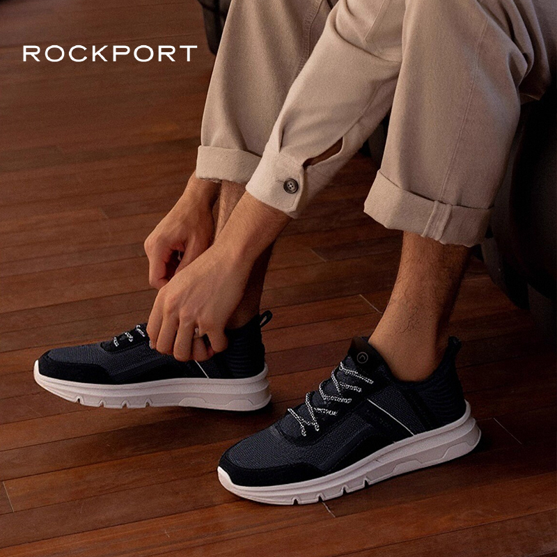 Rockport/乐步闪穿鞋男一脚蹬运动休闲鞋2025夏季透气网面健步鞋
