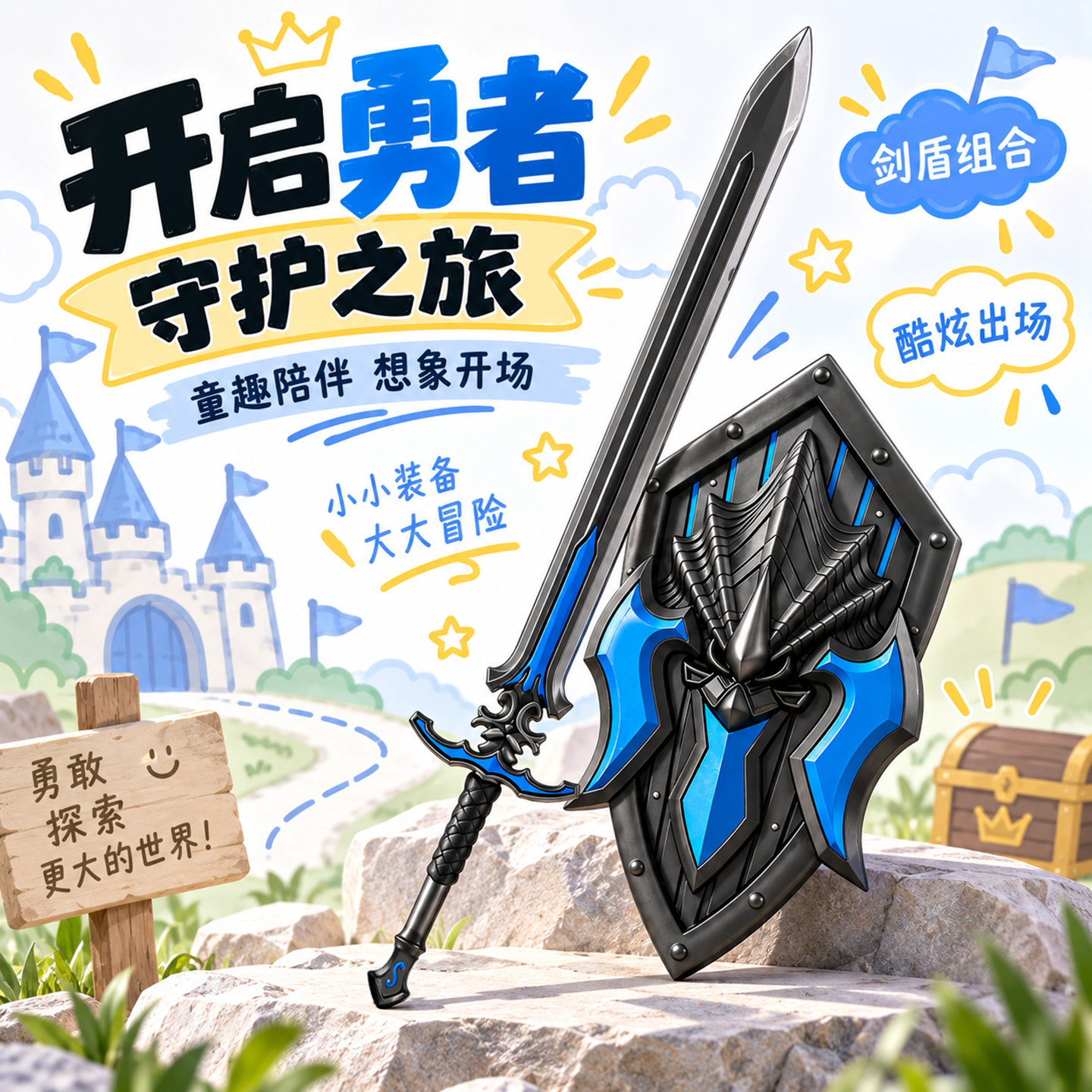 骑士剑儿童玩具盾牌模型亲子陪伴软胶安全材质男孩3到6岁我的刀盾