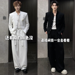 春季轻奢高级感酷帅潮流个性新中式风设计男士立领夹克阔腿裤套装