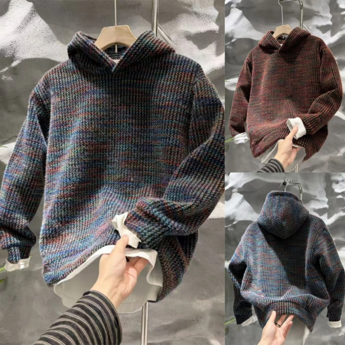 潮流情侣款加绒保暖连帽卫衣冬季爆款宽松简约百搭高级感潮流上衣