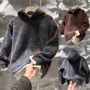 潮流情侣款加绒保暖连帽卫衣冬季爆款宽松简约百搭高级感潮流上衣