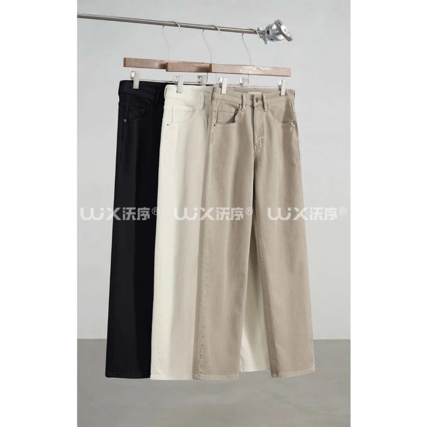 春季新款通勤简约老钱风气质男士直筒休闲裤水洗阔腿休闲牛仔长裤