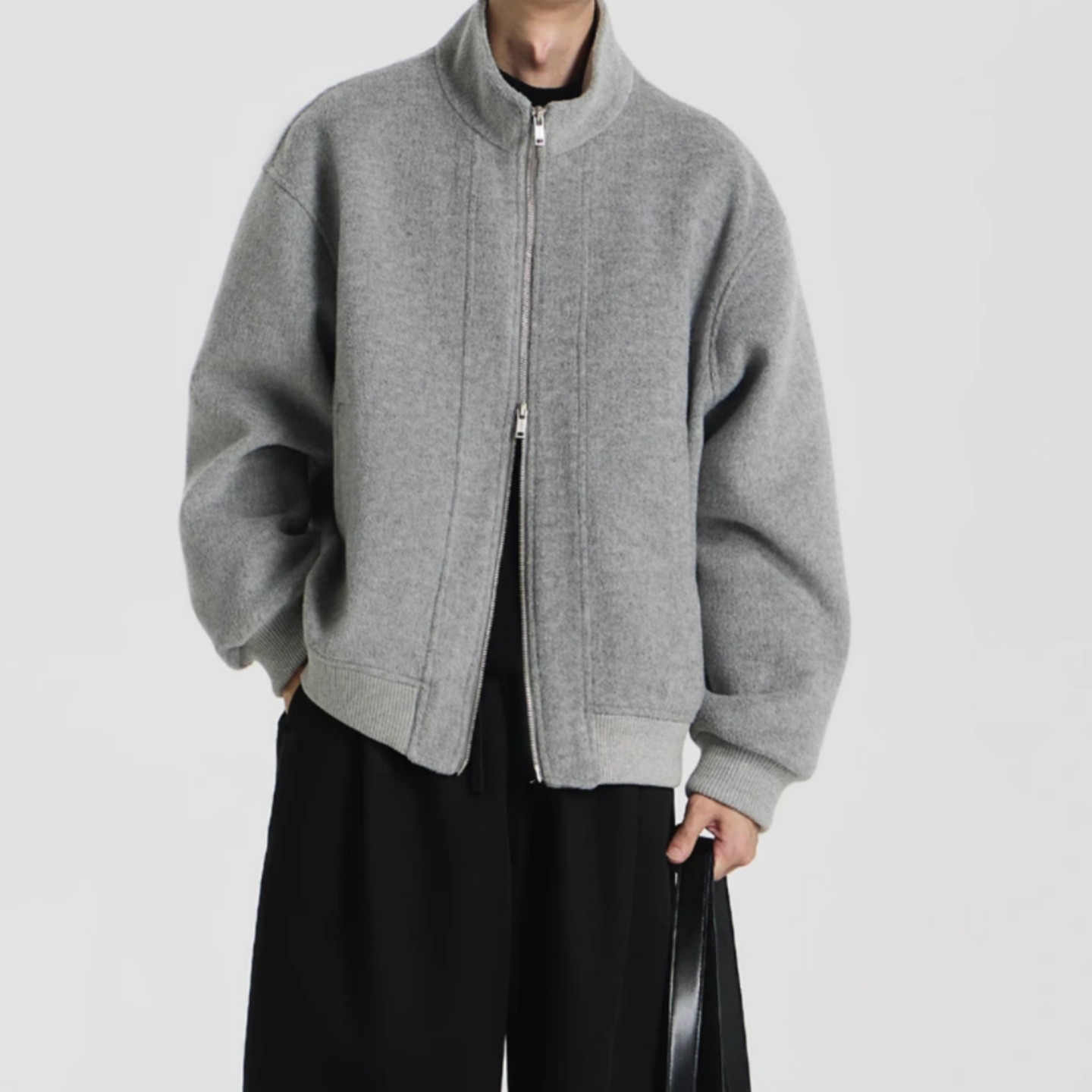 廓形松弛感立领夹克美式潮流冬季新款男士休闲时尚简约高级感外套