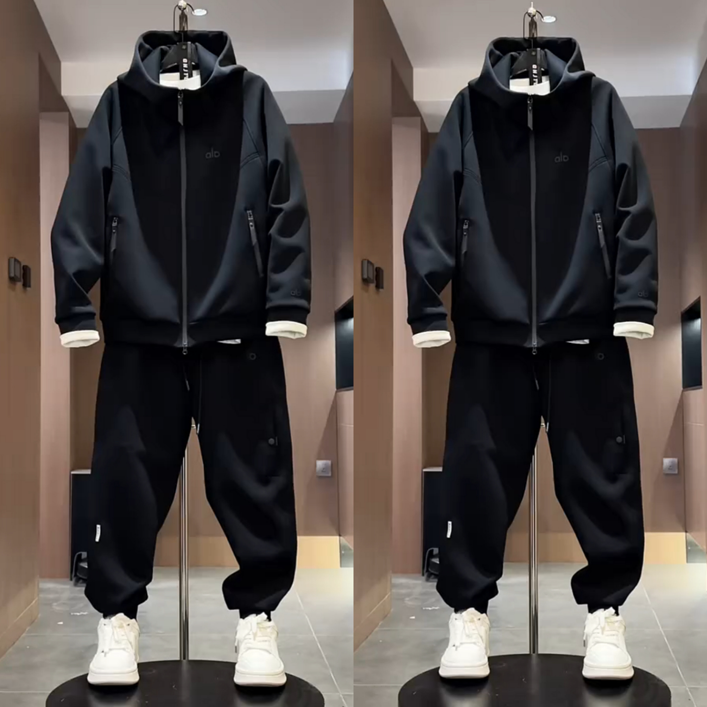 秋季新款男士时尚套装连帽卫衣外套休闲运动服高品质帅气两件套潮