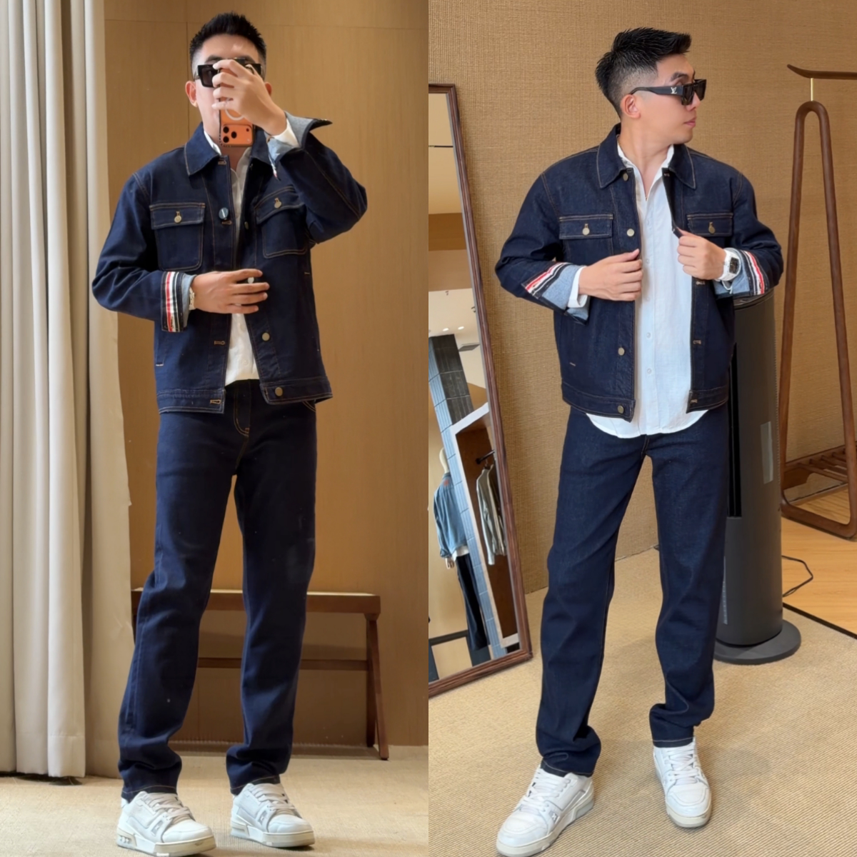 老钱休闲百搭牛仔套装男士