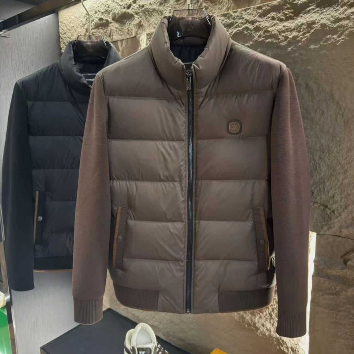 轻奢高级感男士立领棉服夹克冬季新款拼接设计感保暖休闲棉衣外套