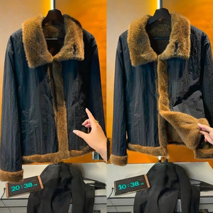 轻奢简约大气时尚座山雕保暖外套冬季新款男士户外翻毛领加绒夹克