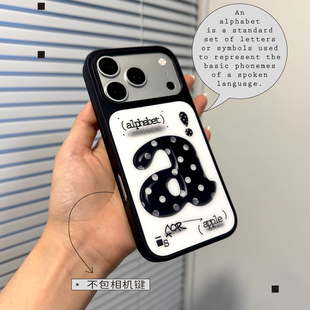 rbh原创波点字母碳纤纹手机壳适用于苹果iPhone17pro、16设计感小众黑边创意不撞壳复古14、15promax不发黄