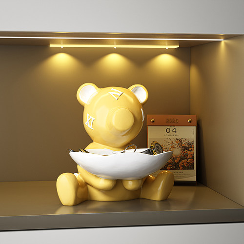 轻奢高档小熊收纳托盘摆件