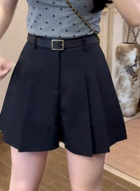 春季黑色西装短裤女新款高