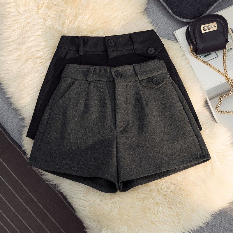 毛呢短裤女秋冬新款胖mm高腰阔腿裤梨形身材穿搭外穿靴裤,女装/女士精品,休闲裤,淘宝优惠券,粉丝福利购,淘宝优惠卷