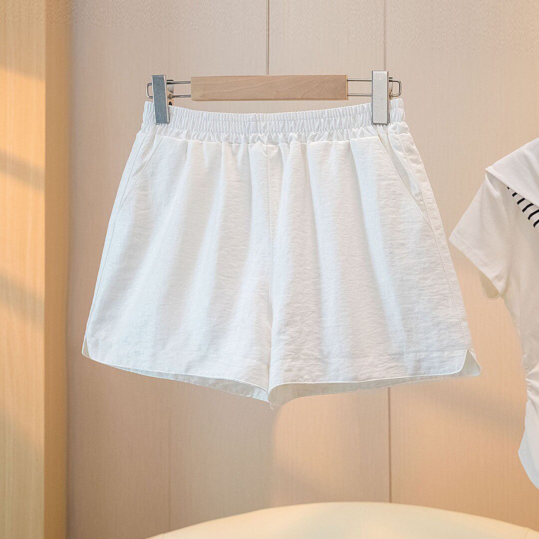 韩版简约开叉休闲短裤女夏薄款宽松百搭外穿小个子a字阔腿热裤潮