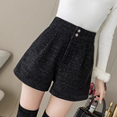 高腰a字雪尼尔阔腿靴裤 外穿2025年新款 女秋季 小香风亮丝显瘦短裤