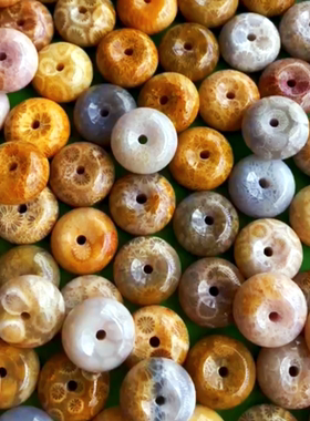 男女款天然珊瑚玉平安扣饰品直播