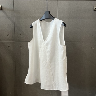 JYK亚麻极简开叉无袖 3AY018083 背心2X