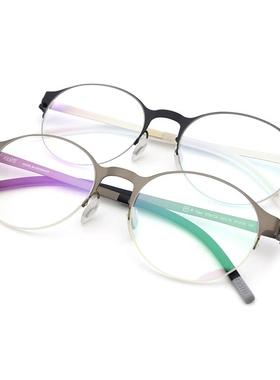 真品KlarTi克拉钛眼镜架男女款时尚红色枪色圆框近视眼镜框KTA112