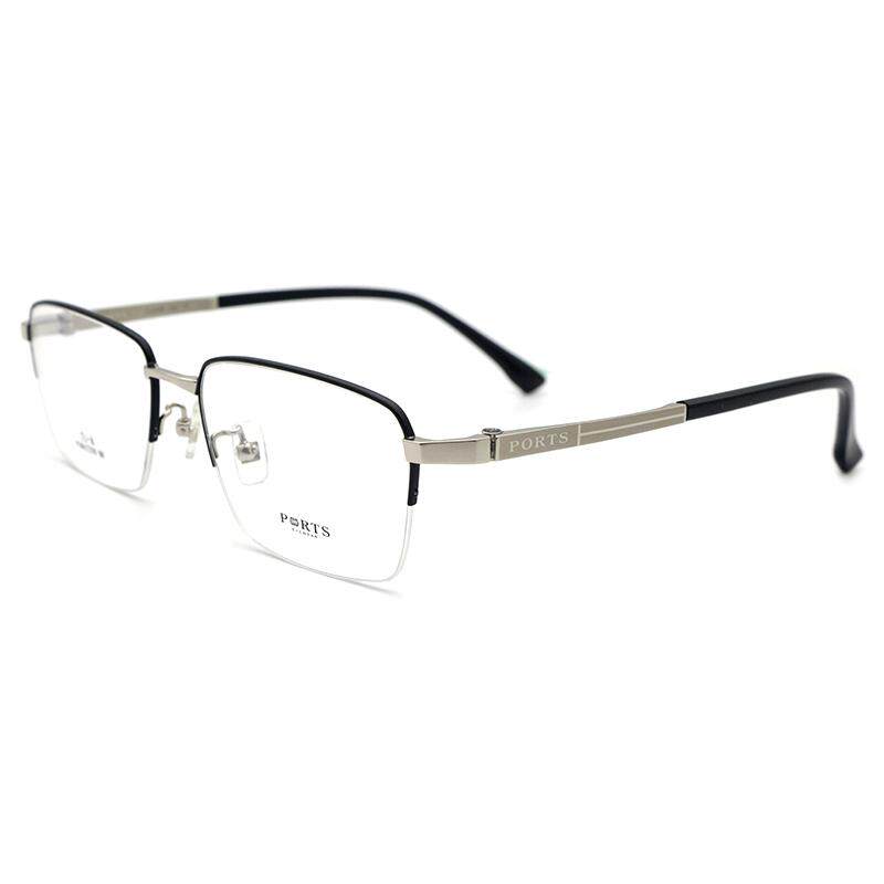 PORTS眼镜架男款钛架大脸框商务近视镜半框配镜架POM62205