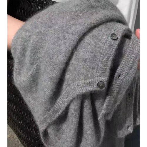 戎美衣尚春秋羊绒开衫宽松纯色