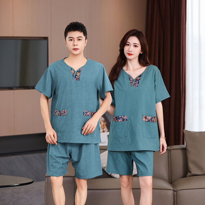 2025新款苎麻汗蒸服女情侣大码男款桑拿服足疗店洗浴按摩浴衣浴服