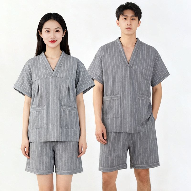 铂纹弹力绸汗蒸服男款纯棉