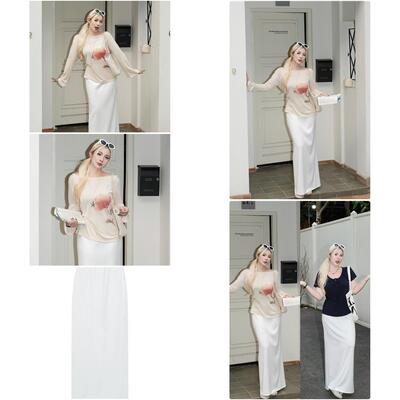 糯米子[降温贴]灰色半身裙松弛感奶皮裙2026新款显瘦伞裙a字裙子