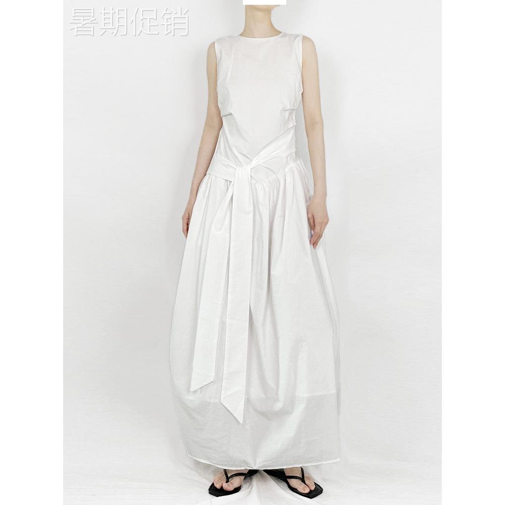 姚晓堂同款没有二月简约无袖吊带连衣裙显瘦感和优雅的女性夏季棉