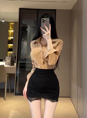 2025新款显胸衬衣性感女人味收腰显瘦褶皱百搭衬衫女