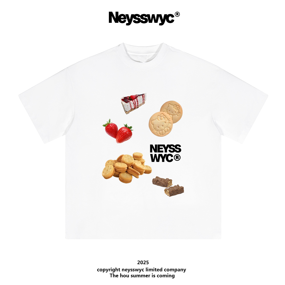 NEYSSWYC 【饼干】重磅白宽松百搭夏涂鸦T恤