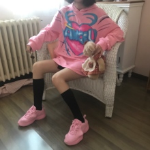 宽松长袖 卫衣连帽 薄款 自制 SwagKiller 可爱少女心天使翅膀印花