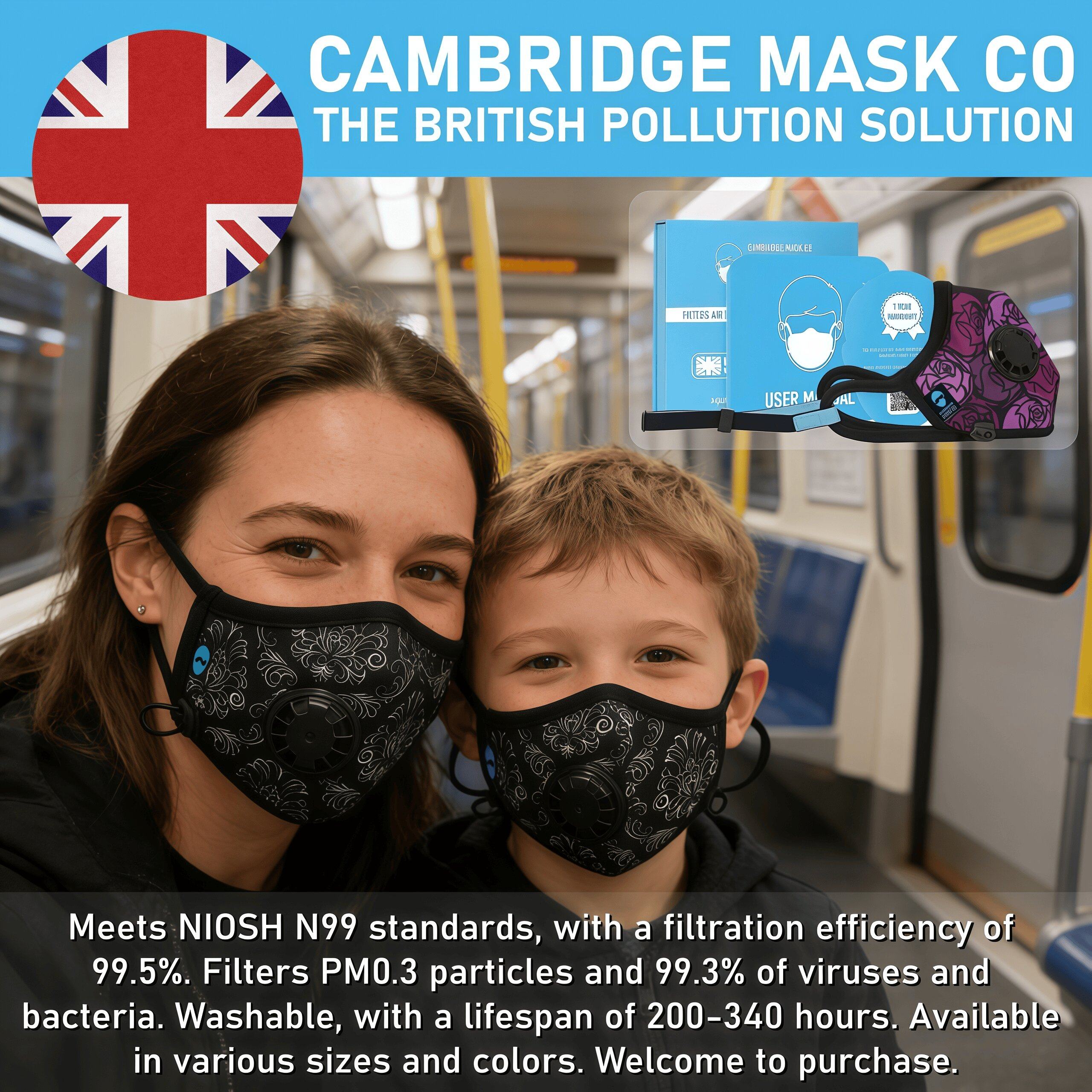 Cambridge Mask剑桥口罩N99防雾霾甲醛尾气飞沫成人儿童重复使用