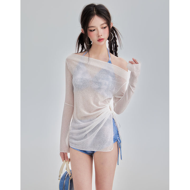 泳衣女显瘦遮肉性感分体三件套长袖沙滩高级感海边度假温泉游泳装