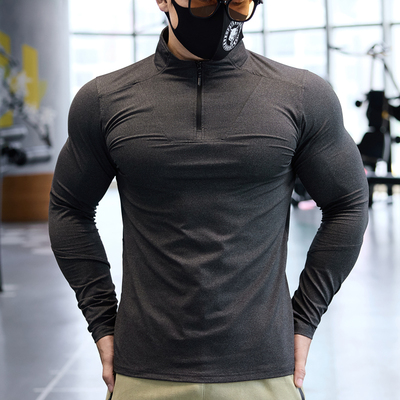 撸铁狼健身衣男款修身弹力速干肌肉训练跑步运动健身上衣教练服秋