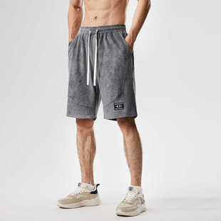 中裤 宽松休闲健身教练田径训练跑步速干五分裤 男士 撸铁狼运动短裤