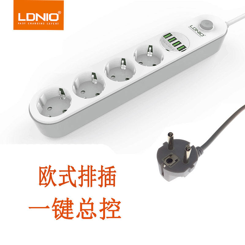 ldnio欧式排插4个欧标usb口插孔